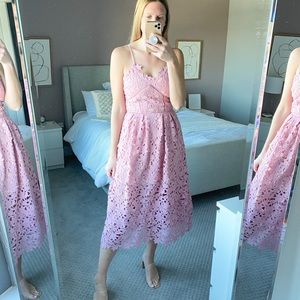 Pink Lace Midi Dress